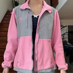 Pink and Gray North Face Fleece Jacket